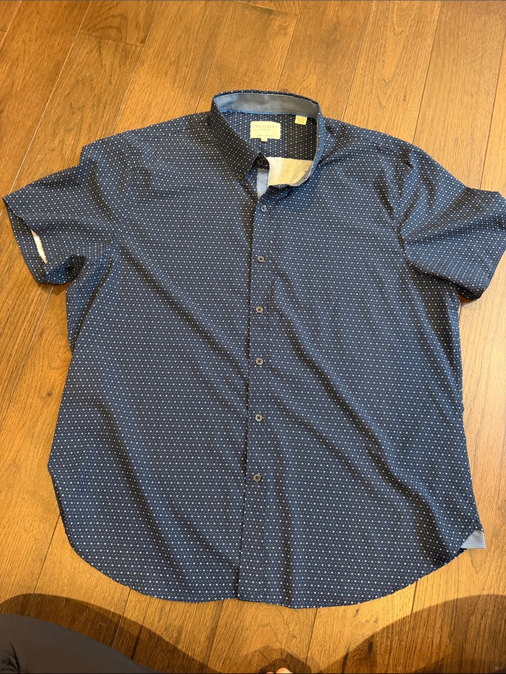 Construct Slim Fig Men's Navy Short-Sleeve Button-Up Shirt Size XXL - C27-186